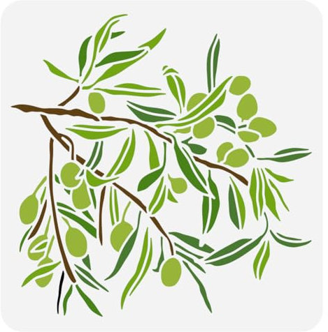 FINGERINSPIRE Olive Tree Branch Stencil for Painting 30x30cm Reusable Olive Tree Pattern Drawing Template Plastic PET Tree Branches Painting Stencil Plant Theme Template for Home Decoration