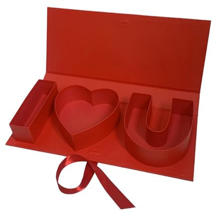 Badiman Caja de regalo de flores vacía con letras rellenables, decoración del Día de la madre, caja con forma de letra para dulces, San Valentín, Rojo
