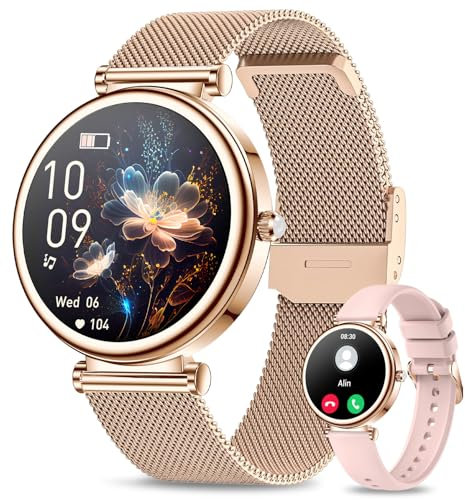 Smart Watches for Women,1.27 HD Ladies Smart Watch with Bluetooth Call,120+ Sports Modes,Heart Rate/Blood Pressure/SpO2 Monitor,IP68 Waterproof,Fitness Tracker,Smartwatch for Android/iOS Rose Gold