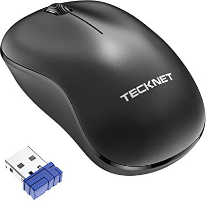 TECKNET Wireless Mouse for Laptop, 2.4GHz USB Mini Computer Mice, 1200 DPI Optical Small Portable Cordless Mouse Compatible with PC, Mac and Linux (Black)