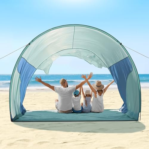 OUTELY Beach Shade, The Classic Wind-Supported Beach Canopy with UPF 50+ Protection, 7.5ft Tall, Portable & Easy Setup for 3-6 People