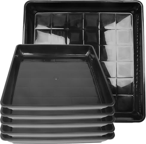 Plant Pot Saucers Square Plant Saucer,30CM 12 Inch Plant Pot Saucers – Durable Black Plastic Drip Trays, Flower Pot Saucers Indoor/Outdoor No-Hole Planter Base for Floor & Garden Protection(6 Pack )