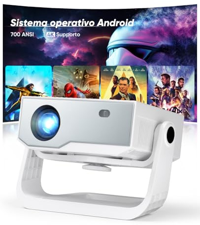 Videoprojecteur 2025 avec App Intégrée - Wielio Projecteur Portable Full HD 1080P 700ANSI,Retroprojecteur Supporté 4K WiFi Bluetooth,Correction Trapézoïdale Auto, Compatible avec iOS Android HDMI