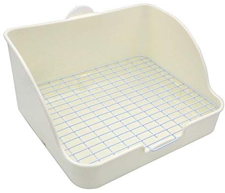 Rat Small Litter Box, 10x8 Square Corner Litter Box Training Pan with Grid Potty Tray Toilet for Cage Small Animal/Rabbit/Guinea Pig/Bunny/Ferret (White)