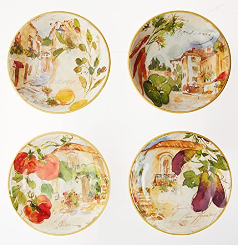 Certified International Piazzette 9.25 Soup/Pasta Bowls, Assorted Designs, Set of 4