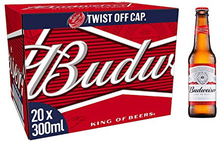Budweiser Lager Beer Bottles 20 x 300ml