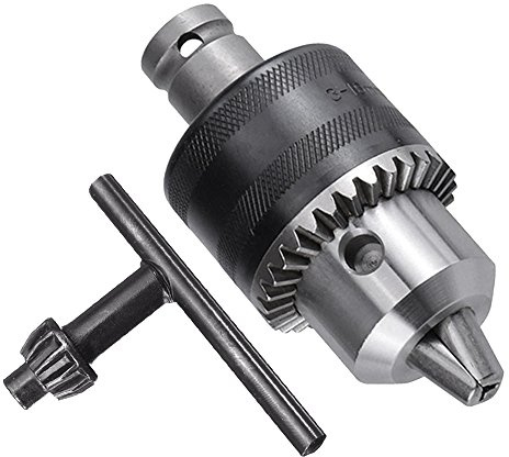 Bestgle 1/2-20UNF Mount 1.5-13mm Capacity Key Drill Chuck for Air Impact Wrench Converter Conversion Tool with Chuck Key and 1/2 inch Socket Square Female Adapter