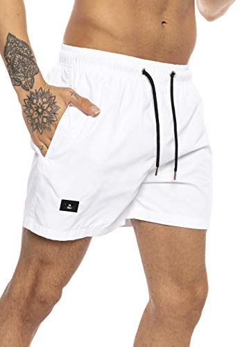 Redbridge badbyxor för män, korta badshorts, snabbtorkande, Vit, XXL