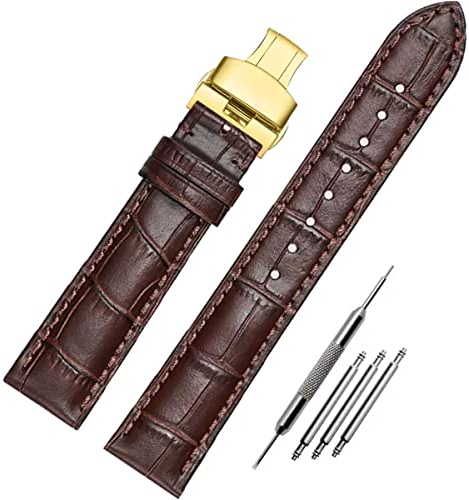 FOUUA Uhrenarmbänder Echtes Leder Uhrenarmbänder Alligator Geprägte Ersatz Faltschließe Armbänder 12 13 14 15 16 17 18 19 20 21 22 24mm