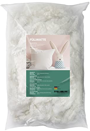 Primaflor Polyesterhohlfasern - 1 kg Waschbare Watte zum Basteln, Füllen und Ausstopfen, Allergiker Geeignete Füllwatte für Kissen, Stofftiere oder Hundebetten, Bastelwatte Made in Germany