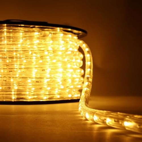 Luccika Tubo luminoso LED amarillo profesional de 50 metros, recortable, listo para usar con accesorios IP67, para uso interior y exterior