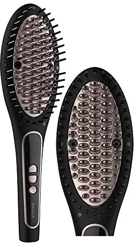 Cecotec Cepillo Alisador de Cerámica Bamba InstantCare PerfectBrush. 61 W, Revestimiento de Queratina y Aceite de Argán e Ion real, Temperatura Regulable 140º- 220ºC, Autoapagado