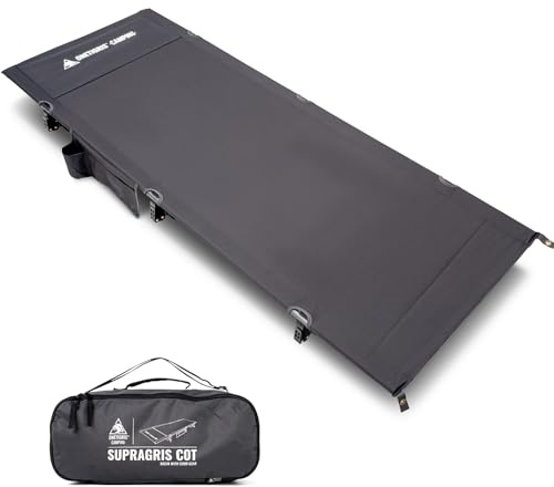 ONETIGRIS SUPRAGRIS Camping Cot, Support Up to 400lbs, Lightweight Comfortable Folding Bed for Camping, Hiking, Backpacking, Travel, Car Trips, Office Nap (Gray)