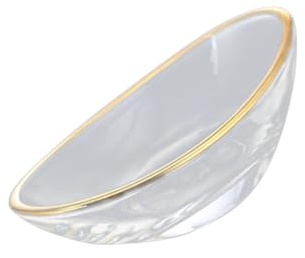 LALADEFIEE Boat Shaped Clear Glass Sauce Plate with Golden Rim Mini Dipping Dish for Soy Sauce and Seasonings Glassware for Home Restaurant and Hotel Use