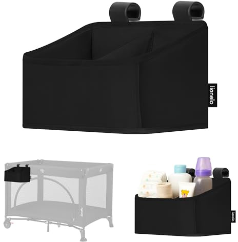 lionelo Organisateur Lit Bébé Sidepocket Small, Pochette Suspendue Lit, Table à Langer, Couches, Lingettes Bébés, pour Chambre Enfant, 26x12x15 cm