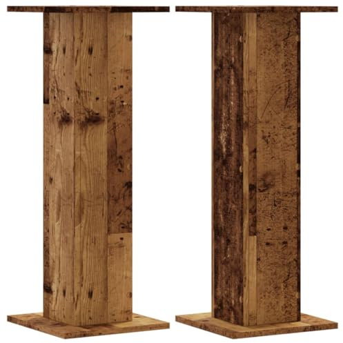 Lot de 2 Support d'enceinte, Support de Haut-Parleur Pieds d'enceinte Supports pour Enceinte 2 pcs Vieux Bois Bois d'ingénierie
