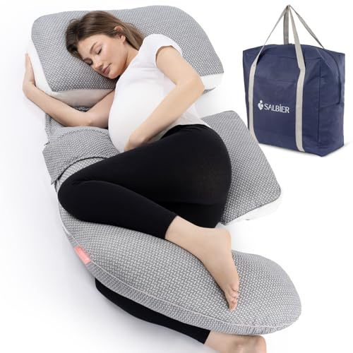Schwangerschaftskissen 4-in-1 C/U/J/G Form Pregnancy Pillow – Seitenschläferkissen & Stillkissen | Ganzkörperkissen für Schwangere, Rücken, Bauch & Hüfte | Breathable Air-Layer, Abnehmbar & Waschbar