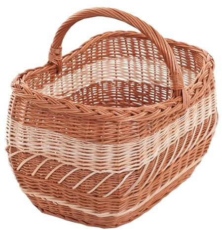 e-wicker24 Alles aus Weide Cestini in Vimini con Manico Ceste per Funghi in Vimini Cestino della Spesa Fatto a Mano Intrecciato Cestino per la Spesa Cestino per Picnic Cesta per Frutta