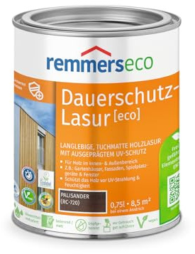 Remmers Lasure huile écologique Palissandre, 0,75 litres, Lasure écologique aqueuse pour bois, protection longue durée pour intérieur et extérieur, durable, végane, sans danger pour les abeilles.