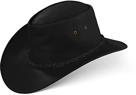 Black Forest Fox® Melbourne Western Cowboy Leder Wickel Hut Flex-Hat in (Black, L)