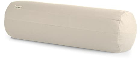 basaho Yoga Bolster Yogarolle | Bio-Baumwolle | Buchweizenschalen | Abnehmbarer und waschbarer Bezug | Yoga Rolle Yogakissen (Natur)