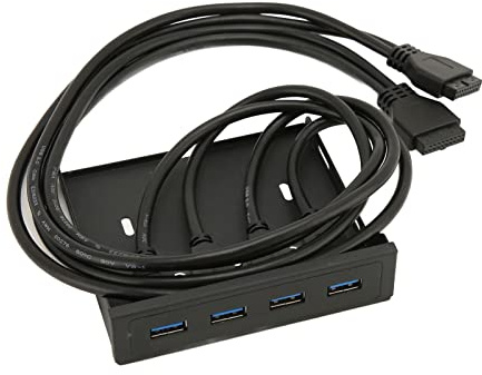 Panneau Avant Hub USB 3.0 avec 4 Ports, 3,5 Pouces PC Panneau Avant Lecteur de Carte Interne Lecteur de Disquette Baie Avant avec 4 Sorties USB3.0 pour Boîtier D'ordinateur