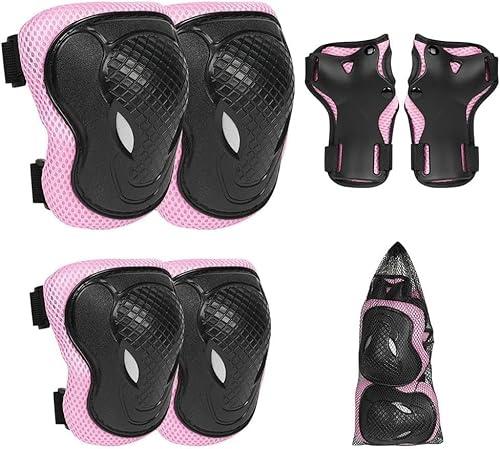 Flintronic Protezione Kit per Bambini 3-8 Anni, Protezioni Set per Bambini, Sicurezza Set per Ciclismo, Regolabile Ginocchiere Set di Gomitiere per Sci Skateboard Pattinaggio Monopattino Sport Estermi
