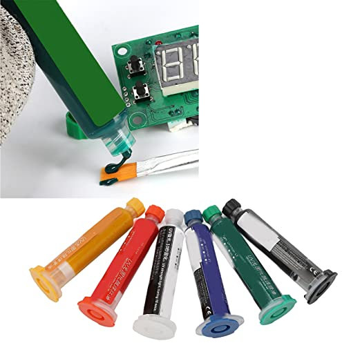 Nimomo Inchiostro per Saldatura, 6PCS Inchiostro per Maschera per Saldatura a Polimerizzazione Luce UV, Pasta Saldante Bga Pcb Solder Resist Ink per Saldatura Elettrica Riparazione