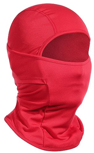 Achiou Ski Mask for Men and Women, Lightweight UV Balaclava Face Cover Red