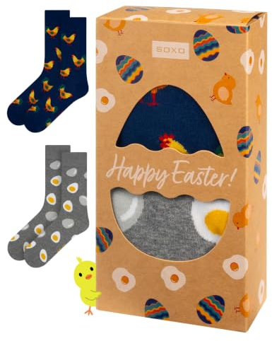 soxo Calcetines Hombre & Mujer Huevo Pascua - Caja Regalo Originales 35-45