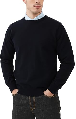 Kallspin Uomo 100% Cotone Girocollo Maglione Leggero a Maniche Lunghe Pullover dal Taglio Casual e Rilassato(Nero, M