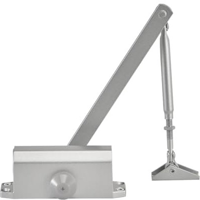 T&K Türschließer Automatischer Einstellbarer Hydraulischer, Silberfarben Aluminiumlegierung Geeignet für 60-80KG, 90° Feststellung, zweistufige Steuerung, Puffer-Türschließer