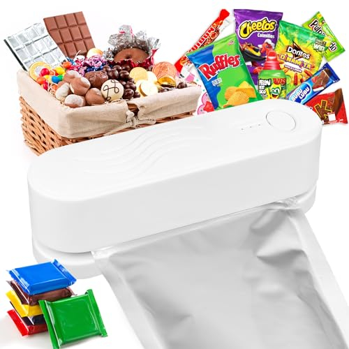 Jognee Mini Sigillatore,Sigillatore Termico per Sigilla Sacchetti,Sigillatrice e Taglierina Portatile,Mini Sigillatore Termico Ricarica USB,Sigillatrice per la Conservazione degli Alimenti,Bianco