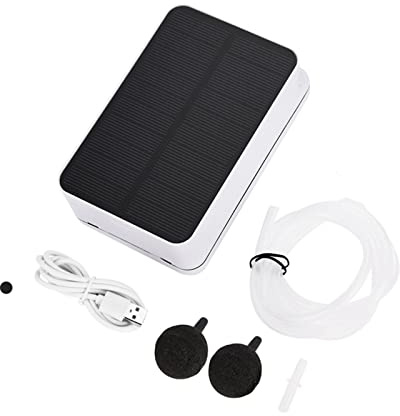 Solenergi Damm Luftpump USB-Laddning Solenergi Oxygenator Vatten Syrepump för Tenn, Vikbar Solpanel, 2 200 MAh batteri, för