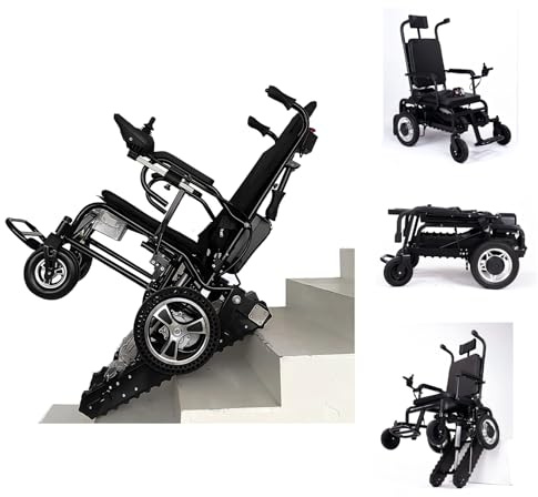 Feoffey Silla Salvaescaleras Eléctrica Plegable con Batería 18Ah, Hasta 50 Pisos por Carga, Autonomía 15 km, 190 kg, Freno Electromagnético, Silla de Traslado para Movilidad Reducida