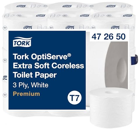 Tork OptiServe Extra Mjukt Coreless Toalettpapper Vit T7, Premium, 3-lagers, 18 x 550 ark, 472650