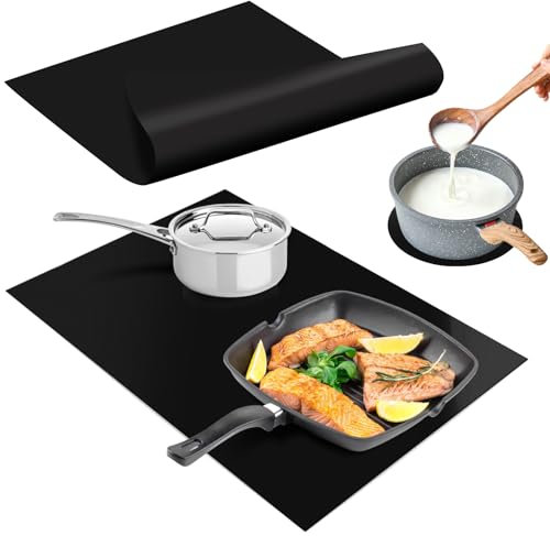 WOPPLXY 3 PCS Induction Hob Protector Mat 78x52CM, Silicone Induction Hob Cover Rectangle and Round, Heat Resistant Stove Cover Cooktop Electric Cooker Protector(1Rectangle + 2Round)