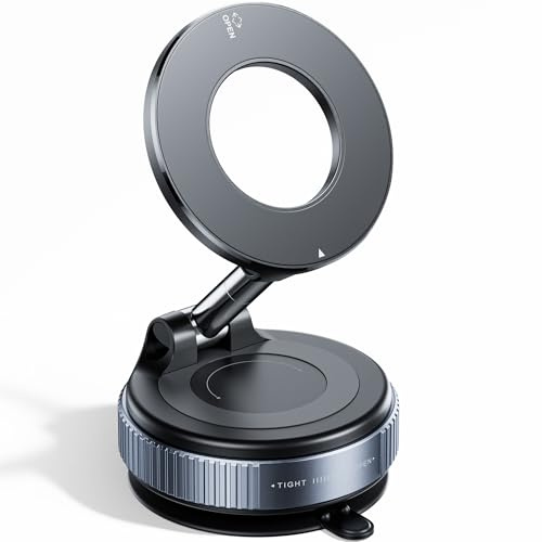 REOKILY 2026 Upgraded Vacuum Magnetic Car Phone Holder 360° Reinforced 96LBS Ultra Suction Cup Phone Mount for MagSafe Cell Phone Holders for Your Car/Gym/Mirror Mount for iPhone & Android