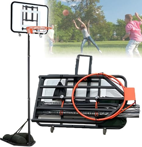 Professionellt utomhusbasketställ, bärbart basketställ, hopfällbart/flyttbart/justerbar höjd, med sandsäck, lämplig för alla sportälskare