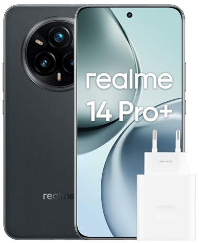 realme 14 Pro+ Android Smartphone, 8+ 256 GB, Sony IMX896 OIS-Kamera, Qualcomm Snapdragon 7s Gen 3 5G, IP69, 6,83 120-Hz-Display, 5260-mAh-Akku, Grau (Mit Adapter)