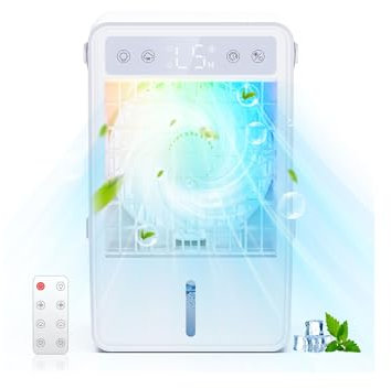 Climatiseur Mobile 1500ml | Climatiseur Portable USB Silencieux avec Télécommande | Refroidisseur d'Air Économique | 5 Vitesses & 3 Modes | Minuterie 10H | Lumière LED RGB, pour Chambre/Bureau/Maison