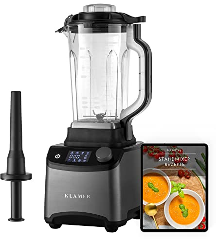KLAMER Hochleistungsmixer, 1,75L Standmixer, kraftvolle 1800W, Smoothie Maker mit 28000 U/Min, 9 Programme und 8 Klingen, BPA frei