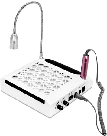 Elektriska nagelfräsar, 4-i-1 professionell nagelmaskin med 6 sliphuvuden | 80 W 100 V-240 V nagelklippare | 360° allroundbelysning | dammfilter | för nagelstudior