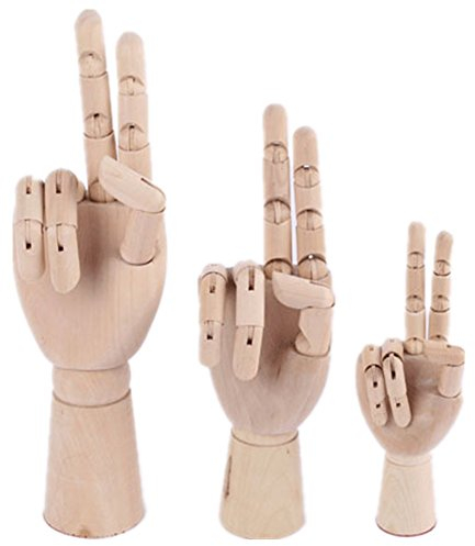 MELARIO Link Recht Holz Hand Gliederpuppe Modellhand 7'', 8'', 10'', 12'' (Rechte Hand(7''18.6cm))