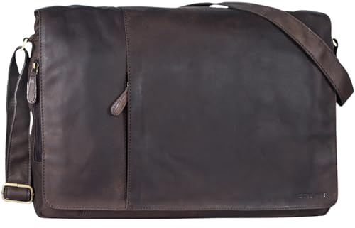 STILORD Maximus Borsa XXL in Pelle - Grande Borsa Messenger per Laptop 17, 18, 19 e 21 Pollici - Cartella Business, Ufficio e Tracolla in Vera Pelle Colore:marrone scuro - pallido