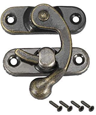 sourcing map 5 Stück Antiker Vintage Schnell Verschluss Rechte Riegelhaken Haspe Riegel 42mm x 37mm Schwingenriegel Bronze mit Schrauben