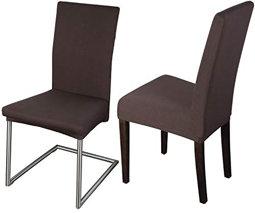 Staboos Stuhlhussen 2er Set - Hochwertige und elastische Stuhlhussen für Swingstühle - Pflegeleichte Stuhlbezüge & Hussen für Stühle - Perfekter Stuhlbezug 2er Set - ÖKO TEX ZERTIFIZIERT - Dunkelbraun