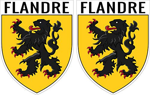 SAFIRMES 2 X ECUSSON Autocollant Vinyle FLANDRE 4x5 cm Sticker Voiture Moto Valise PC