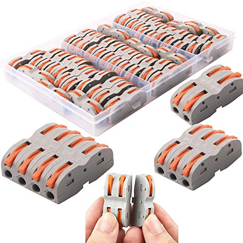 CESFONJER Bornes de Connexion Automatique, Rapide Connecteur de fil de Câble, Connecteur à Ecrou à levier, Assortiment de Conducteurs Connecteurs de fils Compacts SPL-1 (42 Pièces)