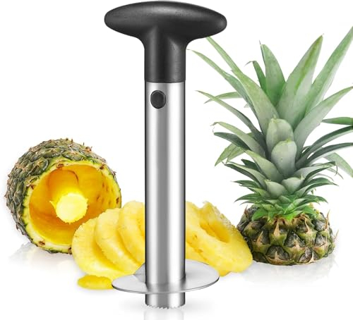 Cortador de Piña de Acero Inoxidable, Pelador de Piña con Mango Ergonómico, Descorazonador de Piña con Cuchilla Afilada, Ideal para hacer Fruta de Piña en Anillo